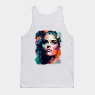 Beautiful Abstract Acrylic painting of a girl, Print Art Tank Top